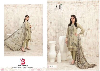 JADE 202 BIN SAEED HEAVY COTTON LUXURY VOL 2 PAKISTANI SUITS WITH PRICE JADE 202 BIN SAEED HEAVY COTTON LUXURY VOL 2, PAKISTANI SUITS BEST PRICE, PAKISTANI SUITS IN SURAT, PAKISTANI SUITS ONLINE SHOPPING  COSMOS FASHION, Pakistani Suits, Pashmina Suits, Salwar Kameez, Suits