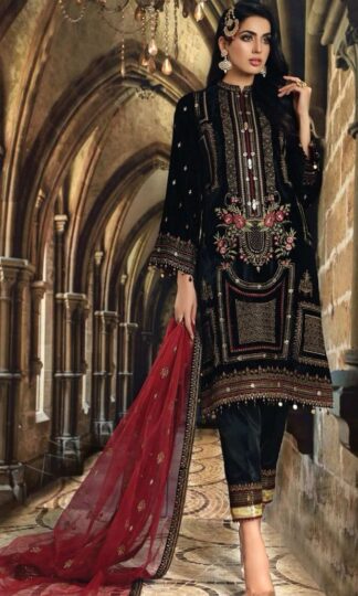 FEPIC ROSEMEEN V 17019 VELVET PAKISTANI SUITSTop:- VELVET EMBROIDERED Dupatta:- NET HEAVY EMBROIDERED Bottom:- SANTOON