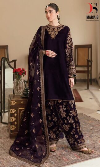 DEEPSY 103 MARIA B EMBROIDERED VELVET SUITS FOR WINERDEEPSY 103 MARIA B EMBROIDERED VELVET SUITS FOR WINER
