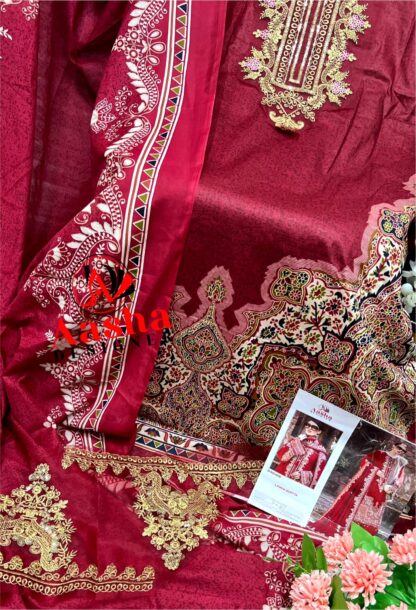 AASHA DESIGNER 1018 RED PAKISTANI SUITS ONLINE SHOPPING - Image 13