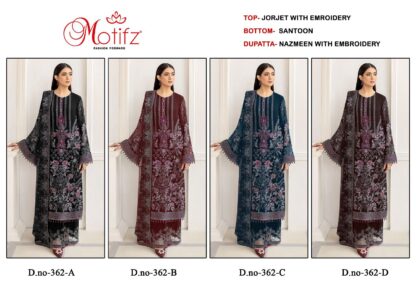 MOTIFZ 362 A TO D PAKISTANI SUITS WHOLESALER MOTIFZ 362 A TO D PAKISTANI SUITS WHOLESALER, MUSHQ SUITS IN SINGLE, PAKISTANI SUITS SINGLE PIECE, PAKISTANI SUITS WHOLESALE RATE, SALWAR KAMEEZ ONLINE, SALWAR KAMEEZ WHOLESALER  DEEPSY SUITS, JIHAN, MUSHQ, Pakistani Suits, Salwar Kameez, Single, Suits