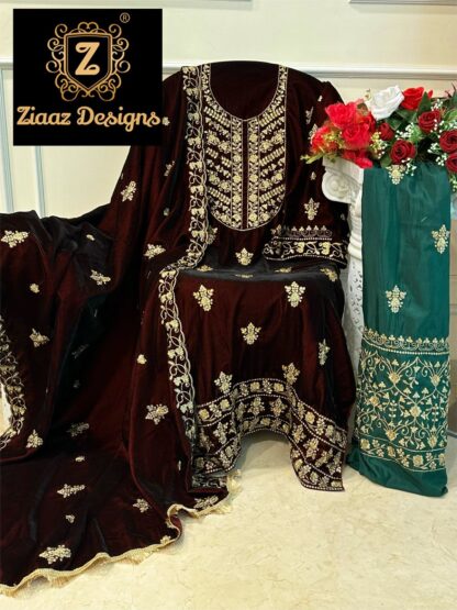 ZIAAZ DESIGNS 361 VELVET PAKISTANI SUITS FOR WEDDING