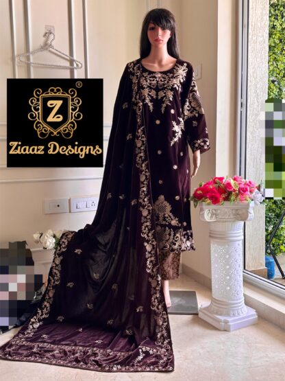 ZIAAZ DESIGNS 363 BUY VELVET SALWAR SUITS WOMEN ONLINE