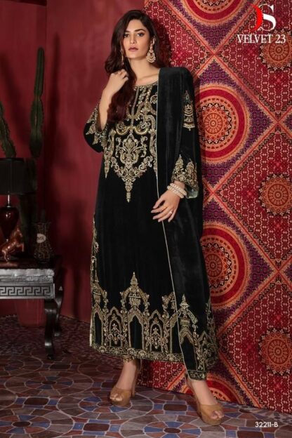 DEEPSY VELVET 32211 B PAKISTANI SUITS FOR WINTER