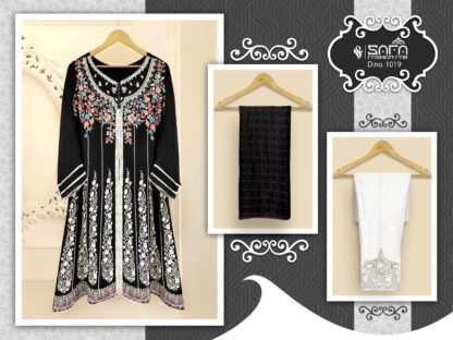 SAFA FASHION 1019 BLACK PAKISTANI KURTIS AT BEST PRICE