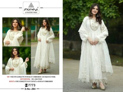 ANAMSA 264 WHITE PAKISTANI SUITS WHOLESALER SURAT