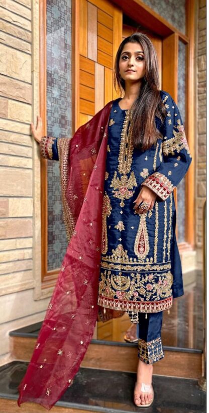 MUSHQ M 271 B VELVET PAKISTANI SUITS AT WHOLESALE PRICE