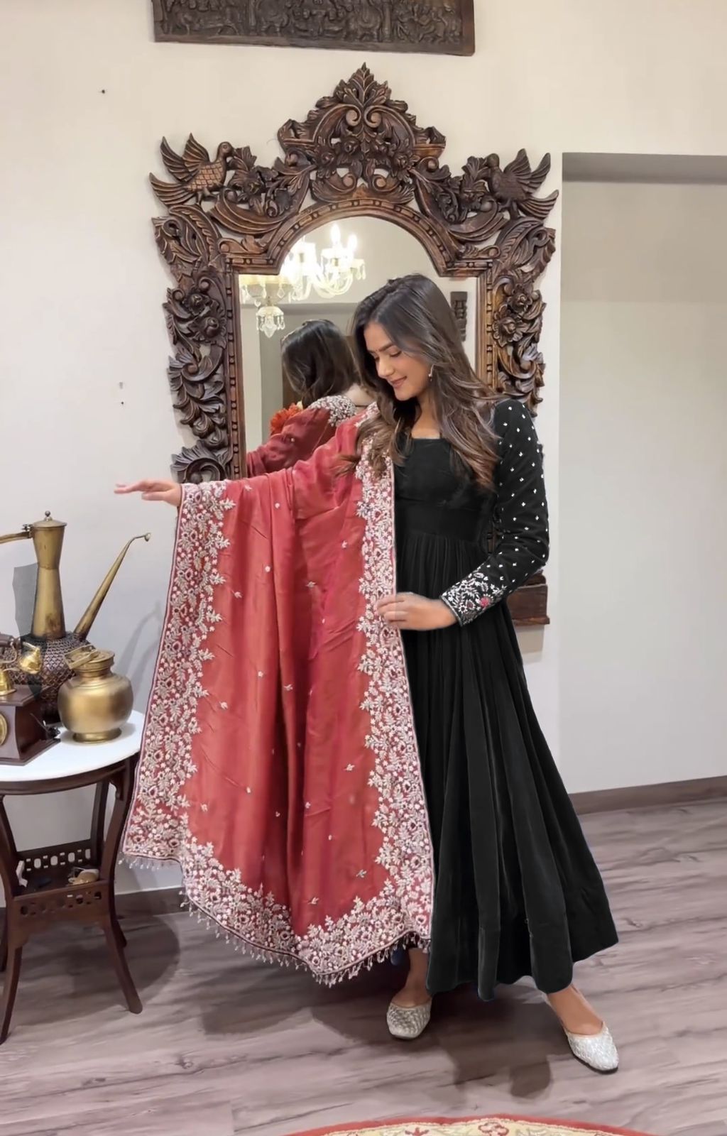 Velvet gown indian dress – jihaan clothing
