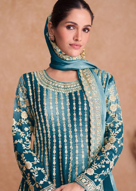 Buy Blue Georgette Embroidered Sharara Suit Party Wear Online at Best Price  | Cbazaar