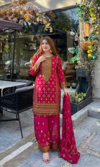 THE LIBAS LC 1213 RED PAKISTANI SUITS MANUFACTURER IN SURATTHE LIBAS LC 1213 RED PAKISTANI SUITS MANUFACTURER IN SURAT