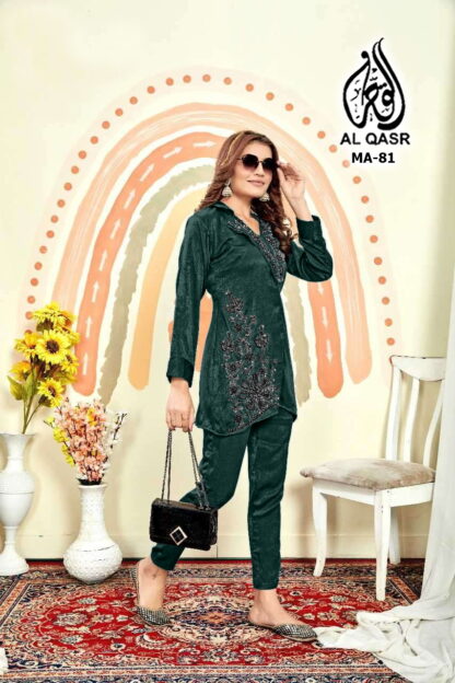 AL QASR MA 81 GREEN DESIGNER READYMADE PAKISTANI KURTI