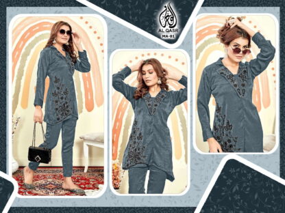 AL QASR MA 81 GREY READYMADE PAKISTANI KURTI AT BEST PRICE