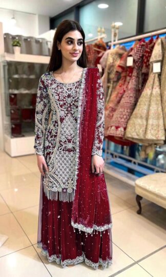 THE LIBAS COLLECTION DHK-1253 EMBROIDERY WORK TOP PLAZZO WITH DUPATTA ONLINETHE LIBAS COLLECTION DHK-1253 EMBROIDERY WORK TOP PLAZZO WITH DUPATTA ONLINE