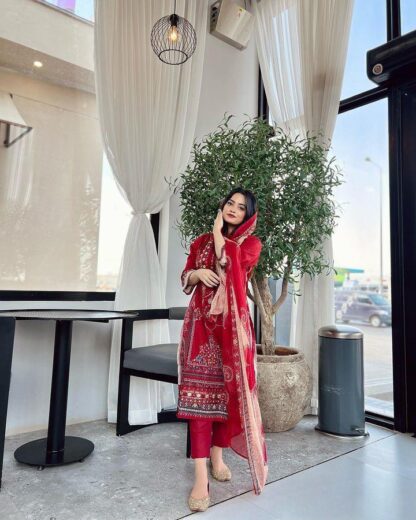 AASHA DESIGNER 1075 RED PAKISTANI SUITS ONLINE SHOPPING AASHA DESIGNER 1074 COTTON SUITS WHOLESALER, COTTON SUITS BEST PRICE, SALWAR KAMEEZ SUPPLIER, SALWAR KAMEEZ WHOLESALER  FEPIC ROSEMEEN, Pakistani Suits, Salwar Kameez, Single, Suits, TAJ CREATION