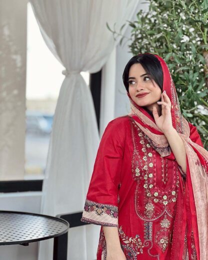 AASHA DESIGNER 1075 RED PAKISTANI SUITS ONLINE SHOPPING AASHA DESIGNER 1074 COTTON SUITS WHOLESALER, COTTON SUITS BEST PRICE, SALWAR KAMEEZ SUPPLIER, SALWAR KAMEEZ WHOLESALER  FEPIC ROSEMEEN, Pakistani Suits, Salwar Kameez, Single, Suits, TAJ CREATION