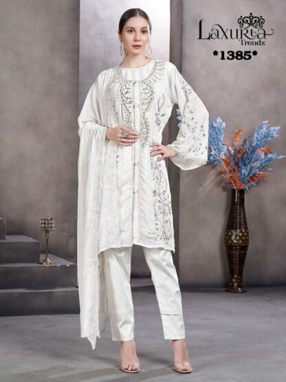 LAXURIA TRENDZ 1385 WHITE READYMADE SUITS ONLINE SHOPPING
