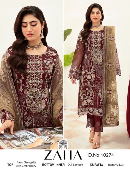 ZAHA 10274 PAKISTANI SUITS AT WHOLESALE PRICE