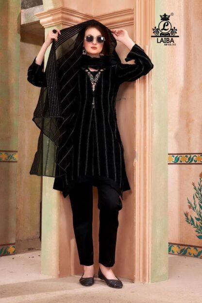 LAIBA AM VOL 312 BLACK PAKISTANI KURTIS ONLINE SHOPPING IN INDIA - Image 2
