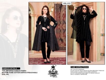 LAIBA AM VOL 312 BLACK PAKISTANI KURTIS ONLINE SHOPPING IN INDIA - Image 3