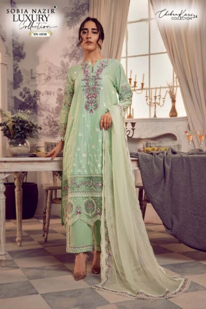 SOBIA NAZIR SN1030 LAWN EMBROIDERED CHIKANKARI PAKISTANI SUITS FOR WOMEN