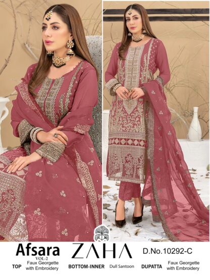 ZAHA 10292 C AFSARA VOL 2 PAKISTANI SUITS NO 1 WHOLESALER