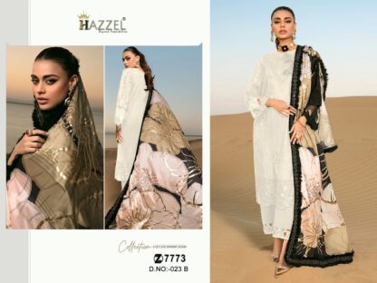 HAZZEL 023 B HEAVY REYON WHITE DESIGNER PAKISTANI SUITS WITH PRICE