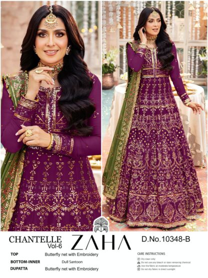 ZAHA CHANTELLE VOL 6 10348 B PAKISTANI SUITS WHOLESALER FROM SURAT