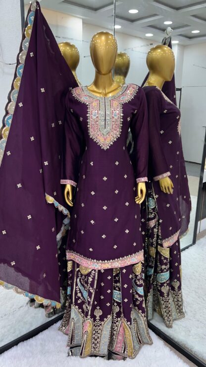 THE LIBAS ZF 377 PURPLE DESIGNER PAKISTANI SALWAR SUITS ONLINE