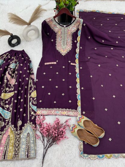 THE LIBAS ZF 377 PURPLE DESIGNER PAKISTANI SALWAR SUITS ONLINE