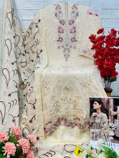 ZAHA 10275 GEORGETTE WITH HEAVY EMBROIDERED PAKISTANI SUITS ONLINE