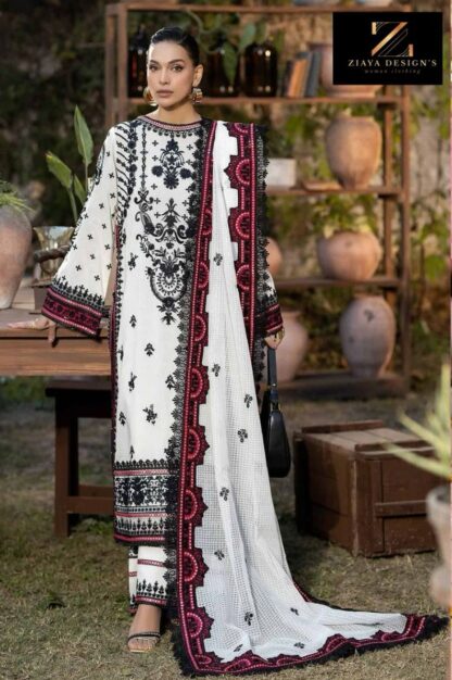 ZIAYA DESIGNS 1120 WHITE PAKISTANI SUITS ONLINE SHOPPING