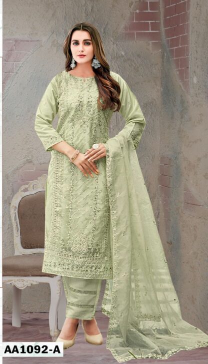 AL AAYAT 1092 A ORGANZA WITH KHATRI WORK PAKISTANI SUITS ONLINE