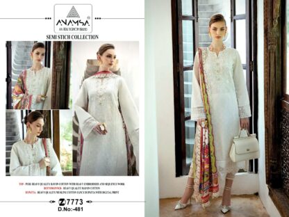 ANAMSA 481 RAYON SEMI STITCHED DESIGNER PAKISTANI SUITS ONLINE