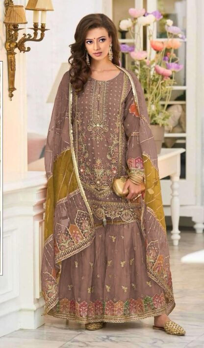 HUSNARA 14042 C ORGANZA WHOLESALE OF PAKISTANI SUITS