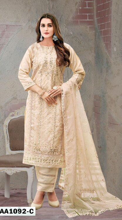 AL AAYAT 1092 C ORGANZA WITH KHATRI WORK PAKISTANI SUITS WITH PRICE