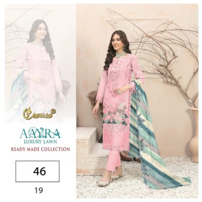 COSMOS AAYRA LUXURY LAWN READY MADE COLLECTION 46 PAKISTANI SUITS DESIGN