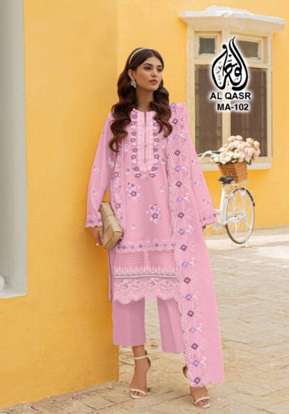 AL QASR MA 102 PINK READYMADE BEST QUALITY PAKISTANI KURTI ONLINE