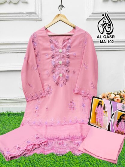 AL QASR MA 102 PINK READYMADE BEST QUALITY PAKISTANI KURTI ONLINE