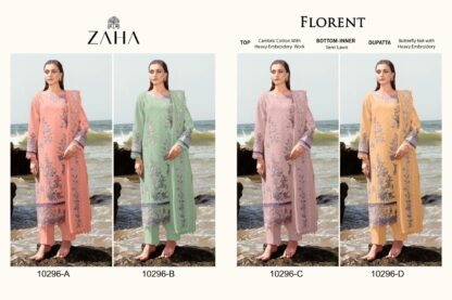 ZAHA FLORENT 10296 A PURE CAMBRIC COTTON PAKISTANI SUITS ONLINE