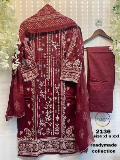 SAFFANA FASHION 2136 RED PAKISTANI SUITS ONLINE SHOPPING