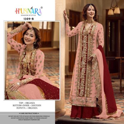 HUSNARA 1309 B ORGANZA PAKISTANI SALWAR SUITS ONLINE