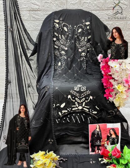 RUNGREZ 5013 BLACK PAKISTANI SUITS WHOLESALER