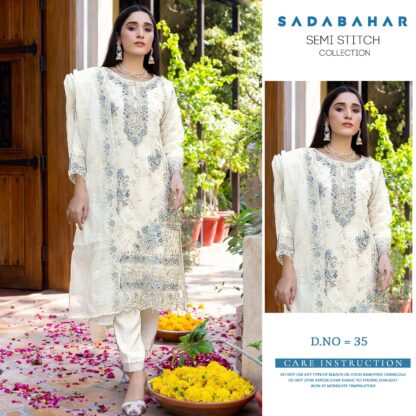 SADABAHAR 35 SEMI STITCH PAKISTANI SUITS LATEST COLLECTION