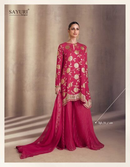 SAYURI DESIGNER MARIYAM 5500 FREE SIZE STITCHED PREMIUM SILK PLAZZO SUPPLIER