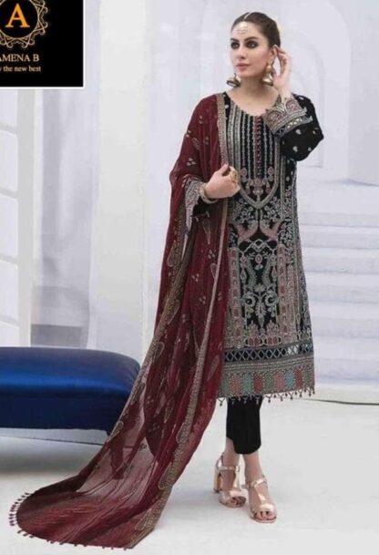 AMENA B 104 A GEORGETTE PAKISTANI SUITS WHOLESALE IN SURAT