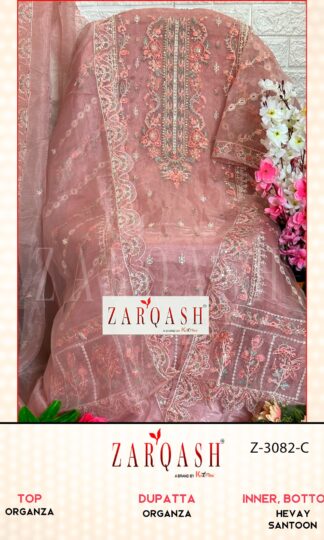 ZARQASH Z 3082 C ORGANZA PAKISTANI SUITS FOR LADIESZARQASH Z 3082 C ORGANZA PAKISTANI SUITS FOR LADIES