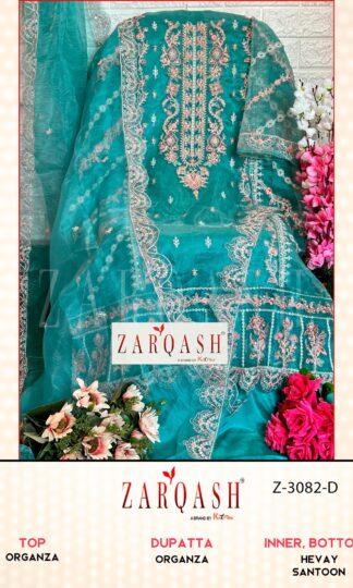 ZARQASH Z 3082 D ORGANZA PAKISTANI SUITS IN SINGLE PIECEZARQASH Z 3082 D ORGANZA PAKISTANI SUITS IN SINGLE PIECE