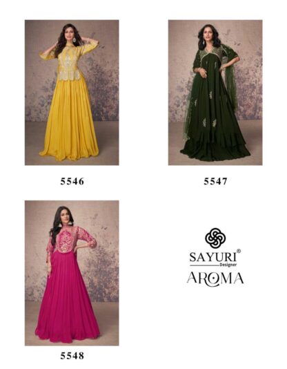 SAYURI DESIGNER 5546 AROMA FREE SIZE STITCHED GOWN WHOLESALE