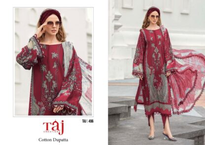 TAJ CREATION 496 COTTON PAKISTANI SUITS IN SINGLE PIECE