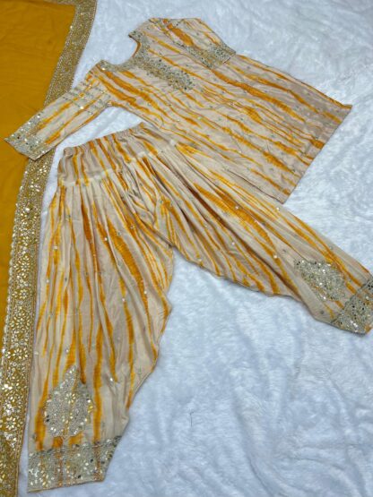 THE LIBAS COLLECTION SSR 480 PURE CHINNON SILK PTIALA YELLOW SUITS